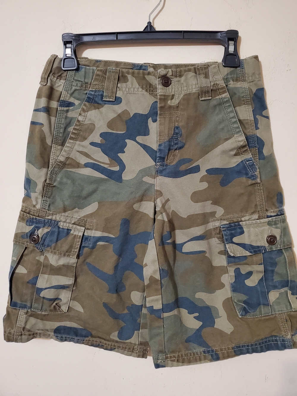 L.L. Bean Boys Sz 14 Camo Cargo Shorts Olive